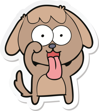 Bir insan tarafından çizilmiş şirin bir köpeğin çıkartması.