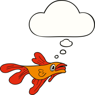 Bir insan tarafından çizilmiş düşünce balonlu dövüş balığı.