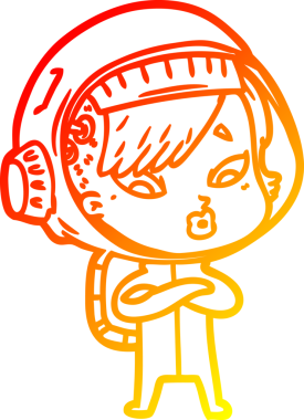 Bir insan tarafından çizilmiş bir astronot kadın çizgi çizimi.