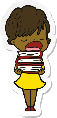 Bir insan tarafından çizilmiş bir karikatür kadının çıkartması.