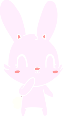 Bir insan tarafından çizilmiş düz renk çizgi film tavşanı.