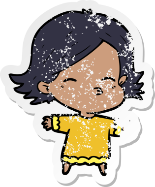 Bir insan tarafından çizilmiş karikatür bir kadının sıkıntılı çıkartması.