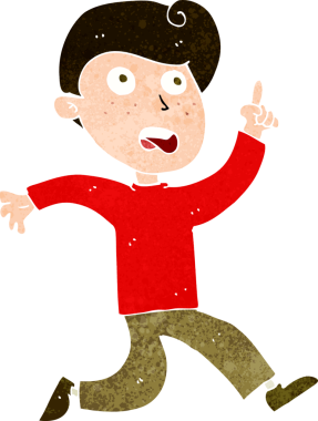 Bir insan tarafından çizilen panikleyen çizgi film çocuğu.