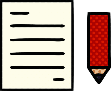 Bir insan tarafından çizilmiş kalem ve kağıdın çizgi filmi.