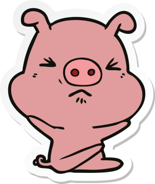 Bir insan tarafından çizilmiş kızgın bir domuzun çıkartması.