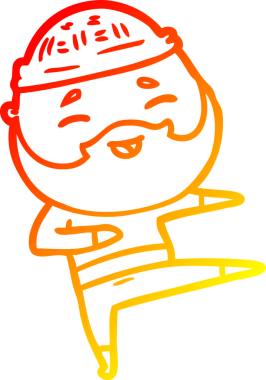 Bir insan tarafından çizilmiş mutlu sakallı bir adamın çizgi çizimi.