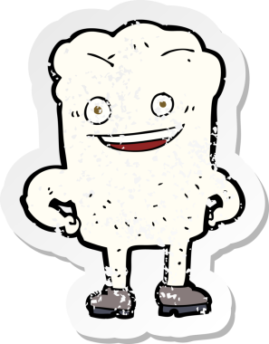 Bir insan tarafından çizilmiş karikatür dişli bir çıkartmanın gerilemiş hali.