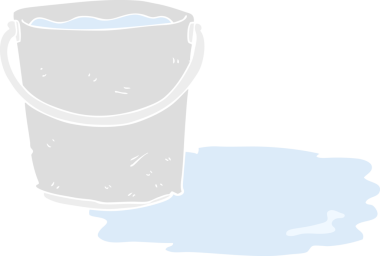 Bir insan tarafından çizilmiş bir kova suyun düz renk çizimi