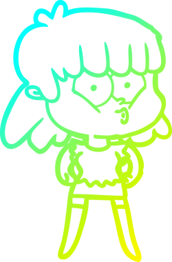 Bir insan tarafından çizilen ıslık çalan bir kızın soğuk gradyan çizgisi.