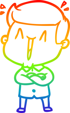 Gökkuşağı gradyanı çizimi bir insan tarafından çizilmiş heyecanlı bir çizgi film