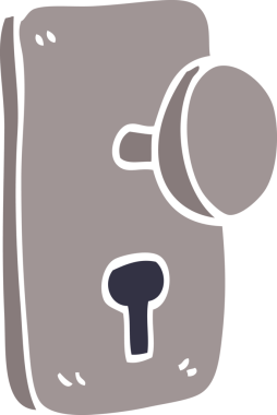 Bir insan tarafından çizilmiş karikatür kapı kolu.