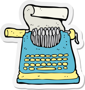 Bir insan tarafından çizilmiş karikatür daktilosunun çıkartması