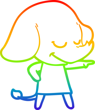 Bir insan tarafından çizilmiş gülümseyen bir filin çizgi çizimi.