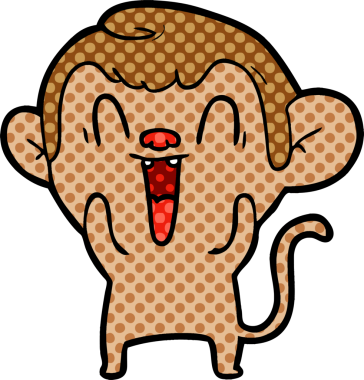 Bir insan tarafından çizilmiş gülen maymun çizgi filmi