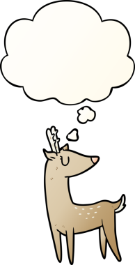 Düşünce baloncuğu olan karikatür geyiği, bir insan tarafından çizilmiş.