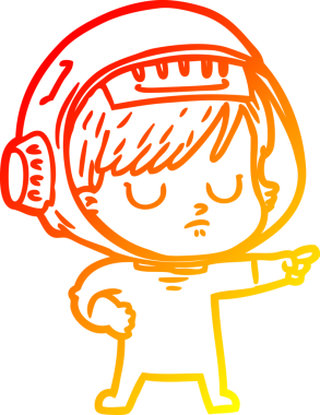 Bir insan tarafından çizilmiş bir astronot kadın çizgi çizimi.