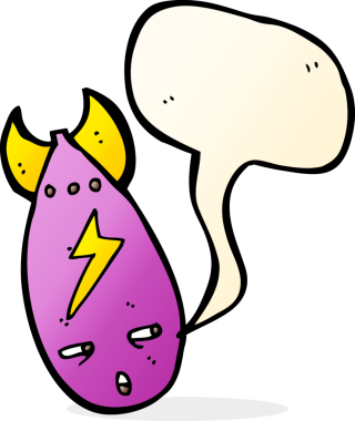 Bir insan tarafından çizilmiş konuşma balonlu çizgi film bombası.