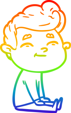 Gökkuşağı gradyan çizimi mutlu bir çizgi film adamı bir insan tarafından çizilmiş