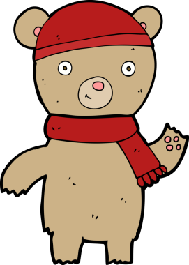 Bir insan tarafından çizilmiş oyuncak ayıyı sallayan çizgi film.