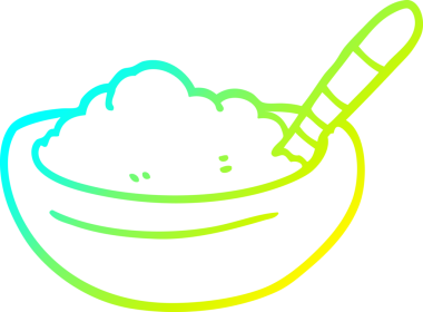 Bir insan tarafından çizilmiş patates püresinin çizgi film çizimi.