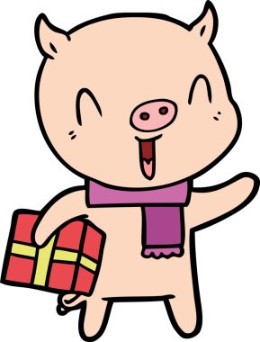 Bir insan tarafından çizilmiş mutlu çizgi film domuzu.