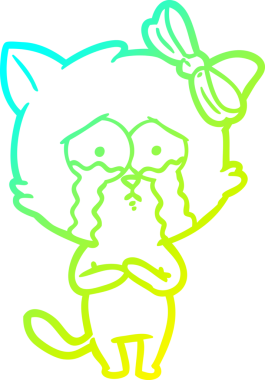 Bir insan tarafından çizilen çizgi film kedisinin soğuk gradyan çizgisi.