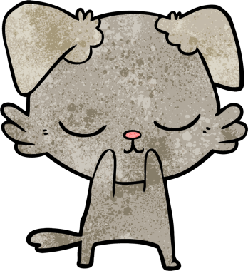 Bir insan tarafından çizilmiş şirin bir çizgi film köpeği.