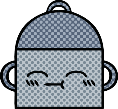 Bir insan tarafından çizilmiş yemek tenceresinin çizgi romanı.