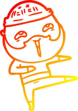 Bir insan tarafından çizilmiş mutlu sakallı bir adamın çizgi çizimi.