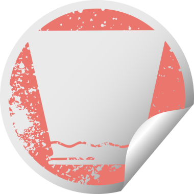 Sıkıntılı dairesel soyma etiketi. Garip bir sembol. Bir insan tarafından çizilmiş viski bardağı.