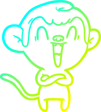 Bir insan tarafından çizilmiş gülen maymun çizgi çizimi.