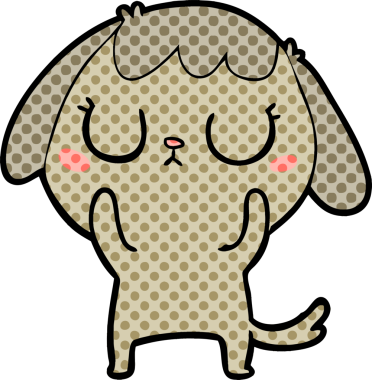 Bir insan tarafından çizilmiş şirin bir çizgi film köpeği.