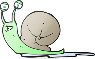 Bir insan tarafından çizilmiş karikatür salyangozu.