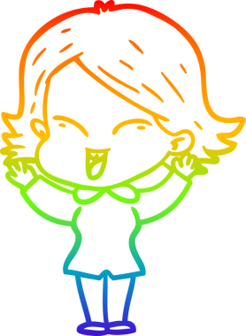 gökkuşağı gradyan çizimi mutlu bir çizgi film kızı bir insan tarafından çizildi