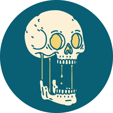 Bir insan tarafından çizilmiş bir kafatasının ikonik dövme şekli