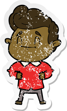 Bir insan tarafından çizilmiş mutlu bir çizgi film karakterinin sıkıntılı çıkartması.