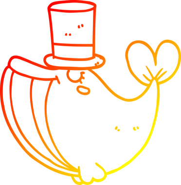 Bir insan tarafından çizilmiş silindir şapkalı bir balina çizimi.