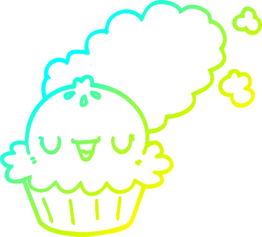 Bir insan tarafından çizilmiş tatlı bir turtanın soğuk gradyan çizimi