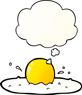 Düşünce baloncuklu çizgi film sahanda yumurta bir insan tarafından çizilmiş.