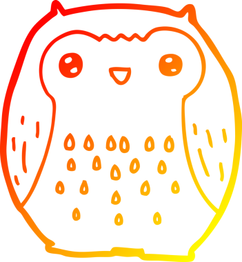 Bir insan tarafından çizilmiş sevimli bir baykuşun sıcak çizgi çizimi