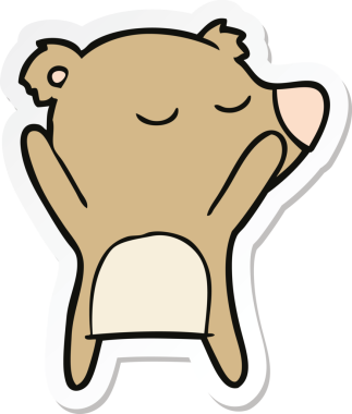 Bir insan tarafından çizilmiş mutlu çizgi film ayısının çıkartması.