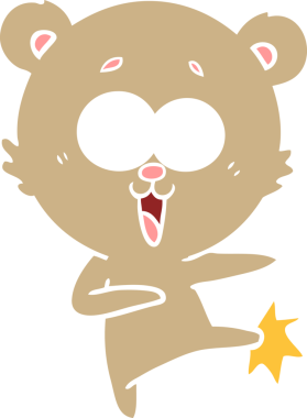 Bir insan tarafından çizilmiş gülen ayıcık düz renkli çizgi film.