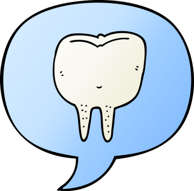 bir insan tarafından çizilmiş düzgün eğimli konuşma baloncuklu çizgi film dişleri