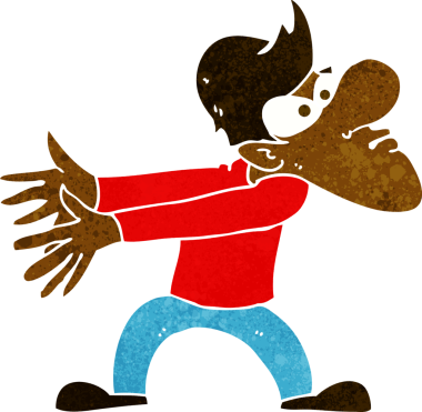 Çizgi film bir insan tarafından çizilmiş rahatsız bir adam.