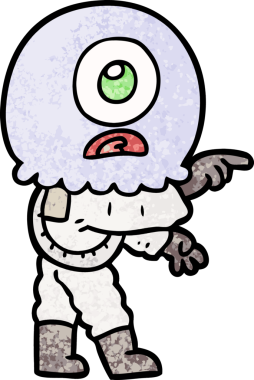 Çizgi film Tepegöz uzaylı uzay adamı bir insan tarafından çizilmiş.