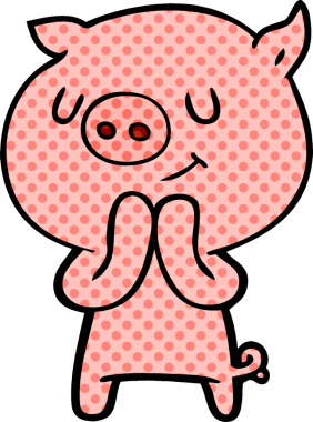 Bir insan tarafından çizilmiş mutlu çizgi film domuzu.