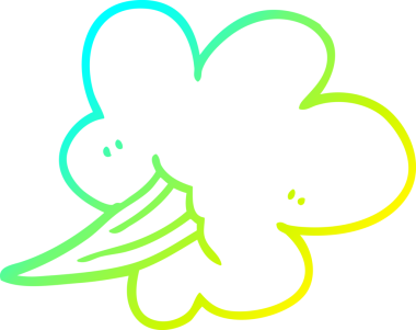 Bir insan tarafından çizilmiş soğuk hava rüzgarının çizgi çizimi.