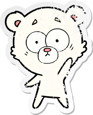 Bir insan tarafından çizilmiş şaşırmış bir kutup ayısı karikatürü.