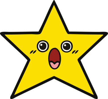 Bir insan tarafından çizilmiş altın yıldız karikatürü.