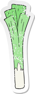 Bir insanın çizdiği pırasa karikatürünün sıkıntılı çıkartması.